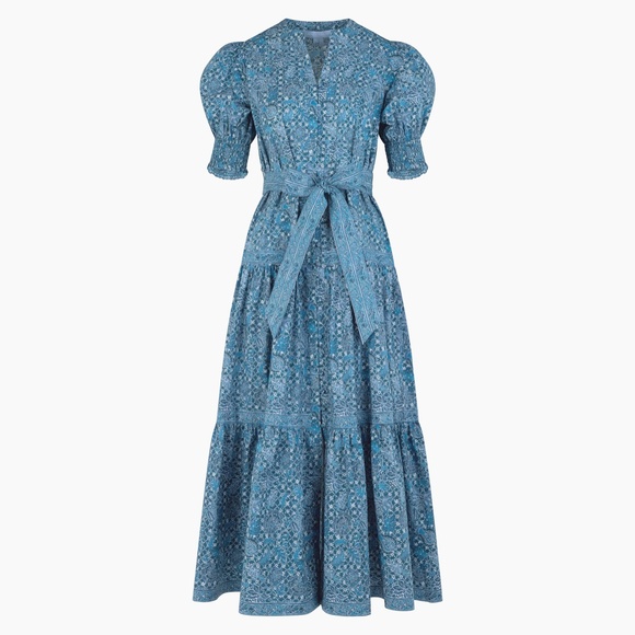 Hill House Home The Yara Dress - Navy Calico Trellis Size XXLNavy Calico Trellis - Picture 1 of 11